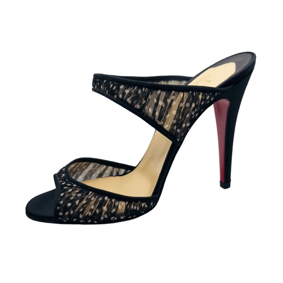 Christian Louboutin Miss Chief Mules Black/White Polkadot Crepe Satin/Chiffon 39 - Picture 10 of 12
